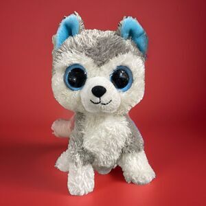 Ty Beanie Baby Boos 9" TySilk Slush Husky Puppy Dog Big Blue Eyes
